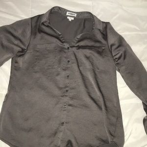 Express button down work shirt in shiny grey